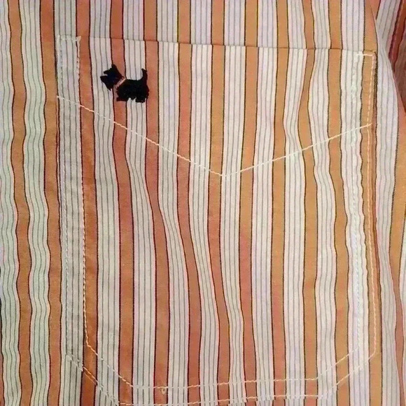 Ferrioni Sportivo Orange Stripe Button Down Shirt Scottie Dog Logo Pocket sz XL - Picture 2 of 10